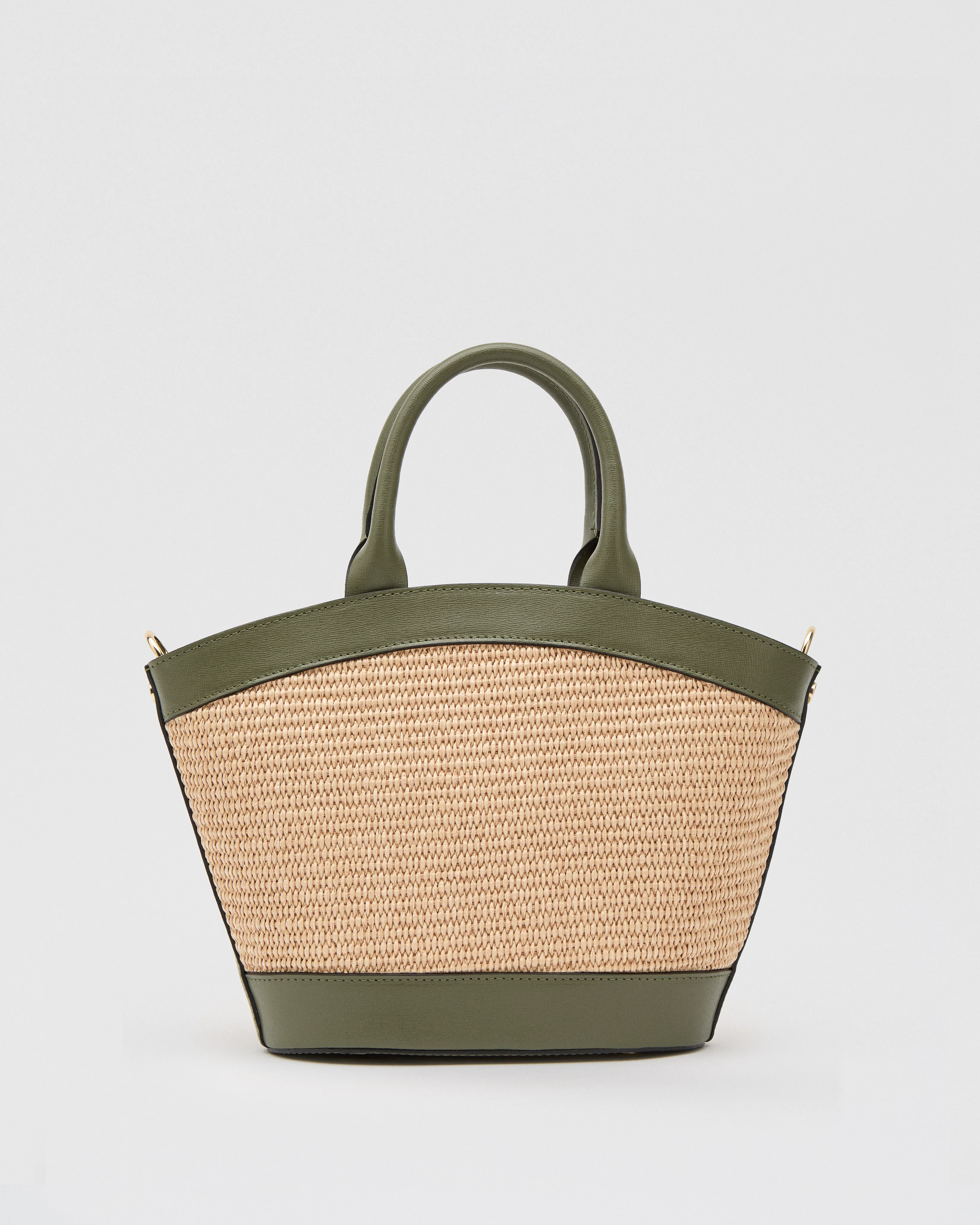 Mini Victoire raffia olive green