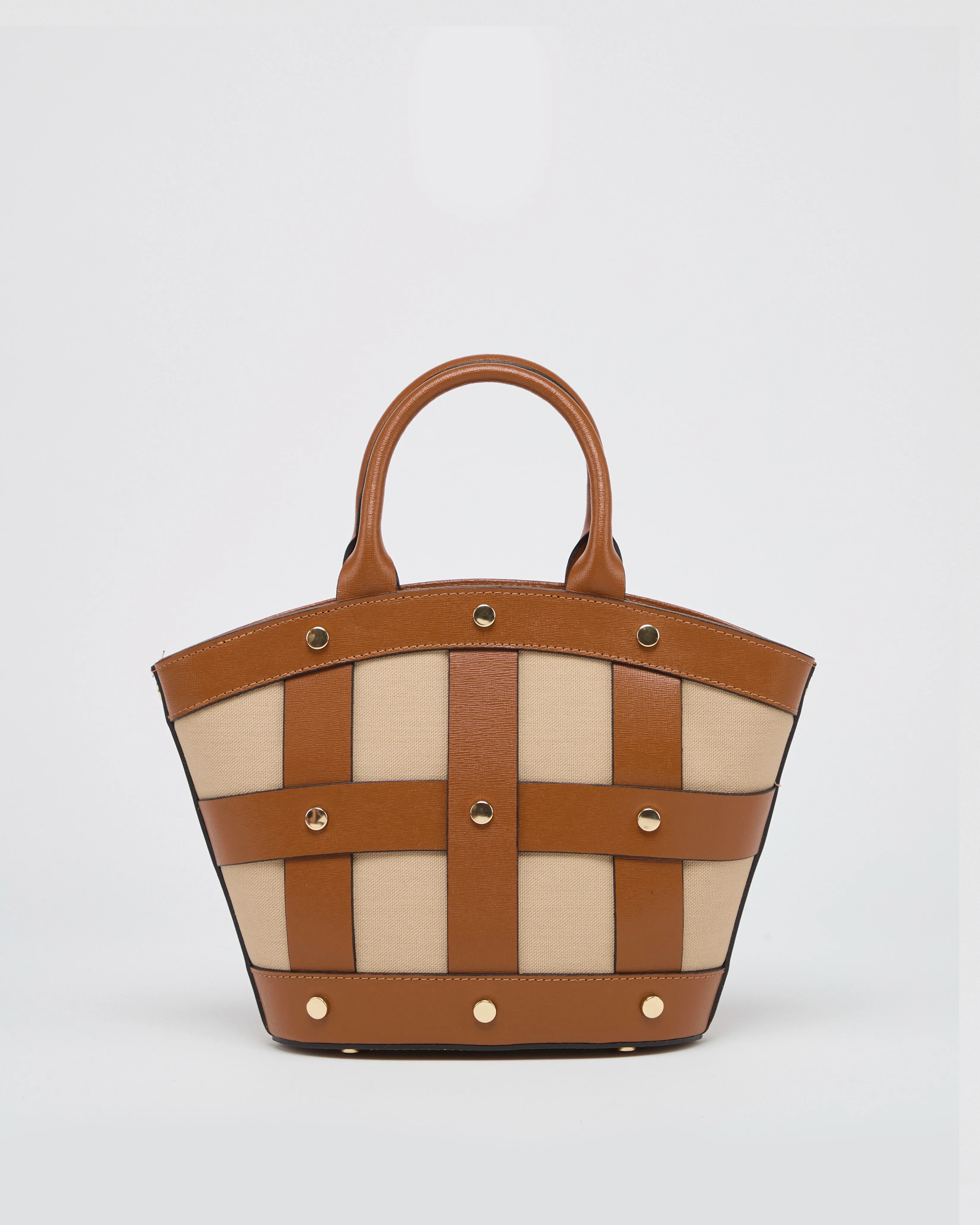Mini Victoire stud canvas camel