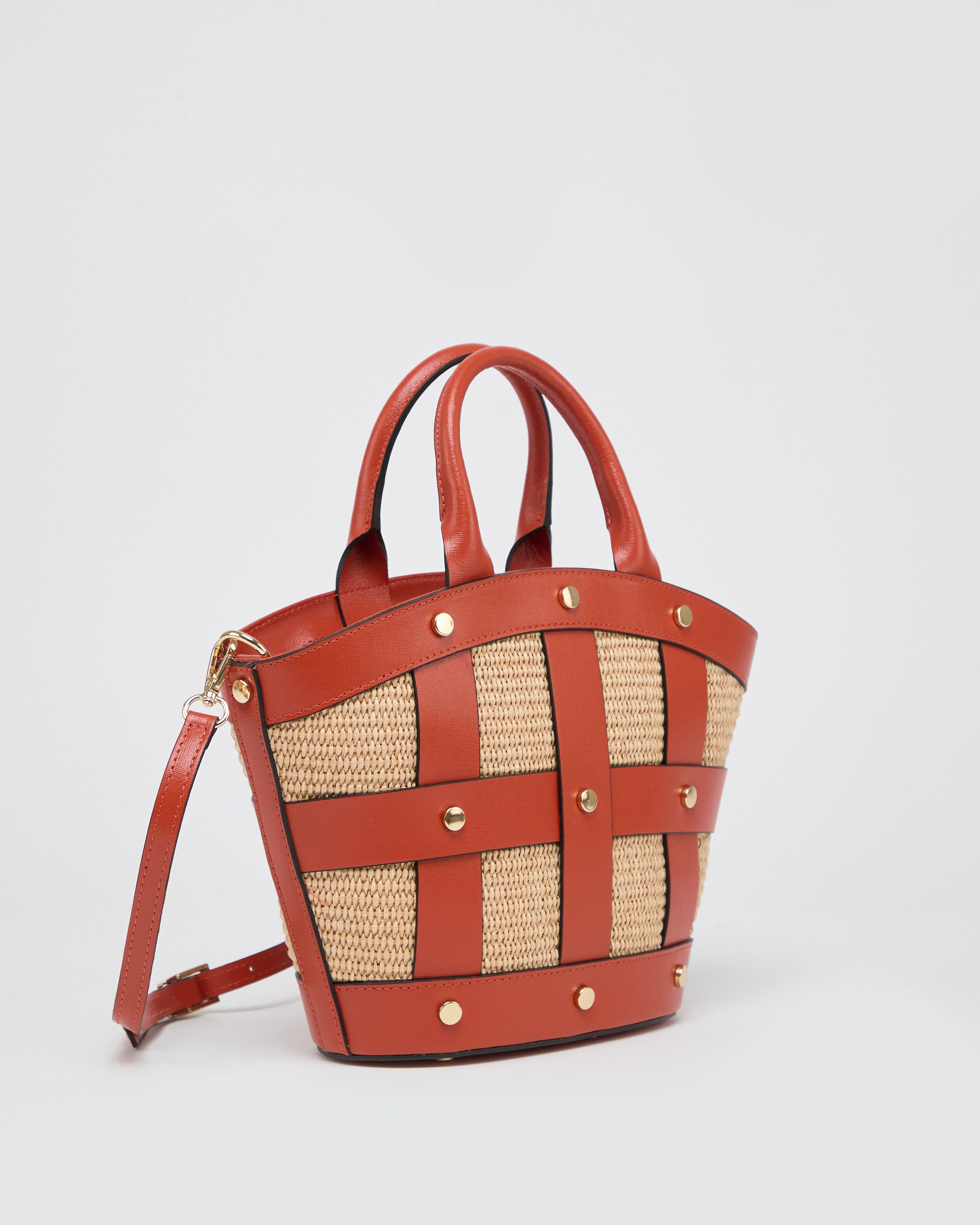 Mini Victoire stud raffia orange - Image 2