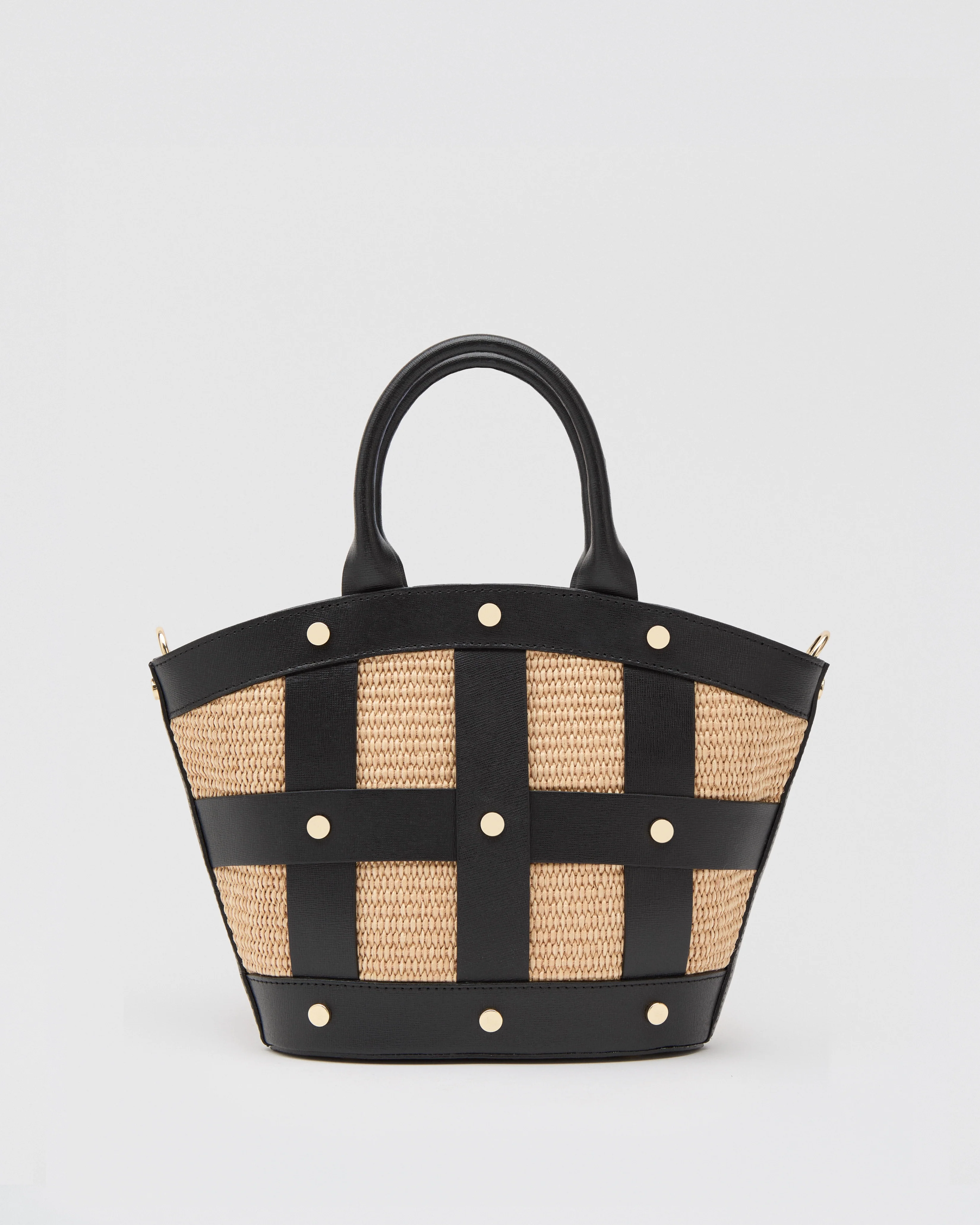 Mini Victoire stud raffia black