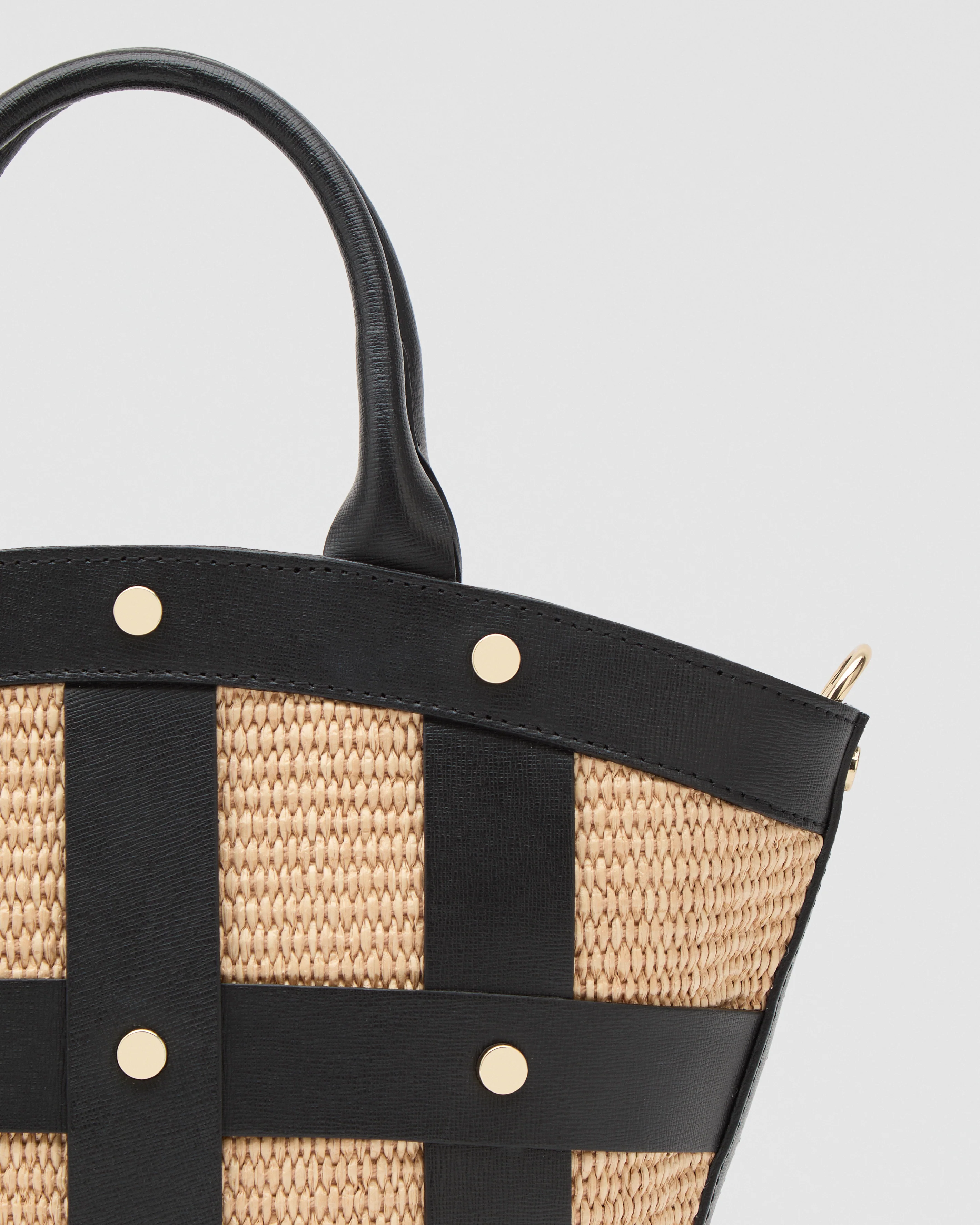 Mini Victoire stud raffia black - Image 2